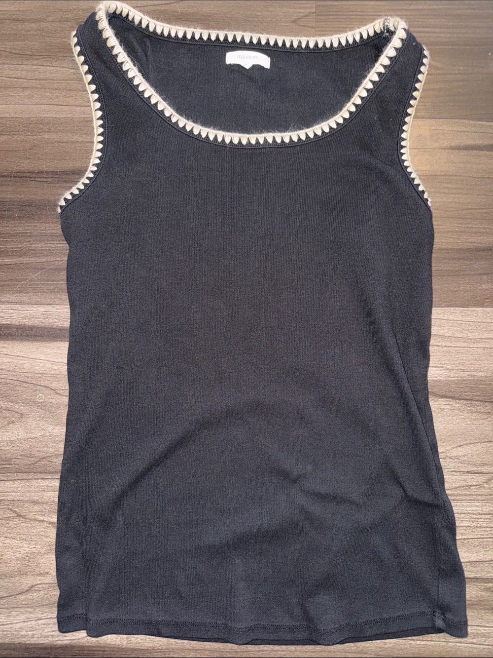 Maurices Black Tank with Cream Zigzag Trim
